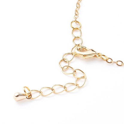 Bracelets de perles de pierres précieuses naturelles thème pierre de naissance, avec des chaînes de câble en laiton, ronde à facettes, or