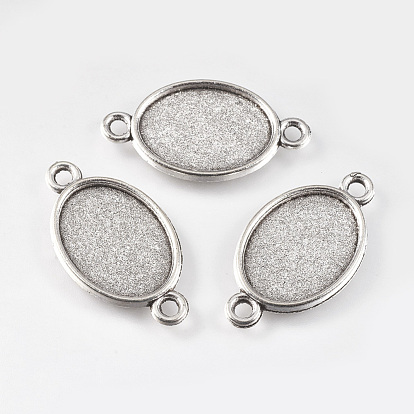 DIY Link Making, with Tibetan Style Alloy Cabochon Connector Settings and Glass Cabochons, Oval