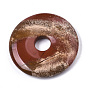 Natural & Synthetic Mixed Gemstone Pendants, Donut/Pi Disc