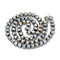 Electroplated Glass Beads Strands, Frosted, Faceted, Lantern