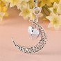 Tibetan Style Moon Large Hole European Big Dangle Charms, with Mixed Shape Glass Pendants, Antique Silver, 51mm, Hole: 5mm