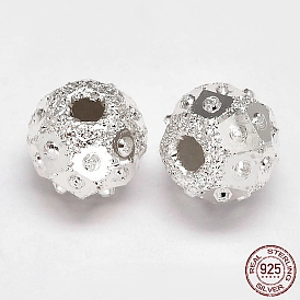 Perles rondes fantaisie texturées 925 en argent sterling