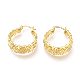 Brass Thick Hoop Earrings, Long-Lasting Plated, Textured, Ring