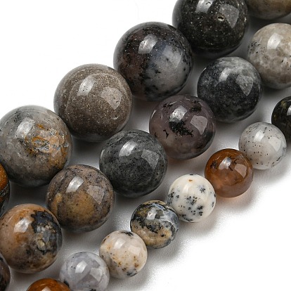 Natural Dendritic Jasper Beads Strands, Chohua Jasper, Round