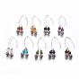 Natural & Synthetic Mixed Gemstone Beads Dangle Earrings Sets, with Alloy Findings and 304 Stainless Steel Earring Hooks, Round, Stainless Steel Color & Antique Silver
