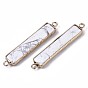 Natural Gemstone Links Connectors, with Edge Light Gold Plated Brass Findings, Rectangle