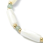 Ensemble de bracelets extensibles en perles de style naturel mélangé avec pierres précieuses et coquillages blancs, bracelets empilables pour femmes