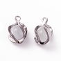 Cat Eye Pendants, with 304 Stainless Steel Findings, Round