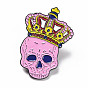 Skull with Crown Enamel Pin, Halloween Alloy Badge for Backpack Clothes, Electrophoresis Black