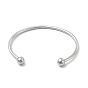 Classiques 201 bracelets manchette en acier inoxydable pour femmes, bracelets de couple, fin avec des perles rondes amovibles