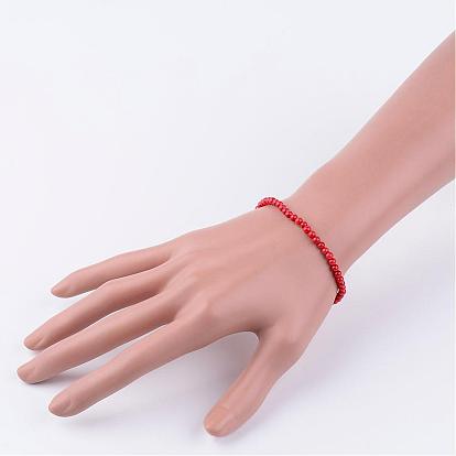 Pierre naturelle bracelets perles extensibles, avec du fil de fibre élastique