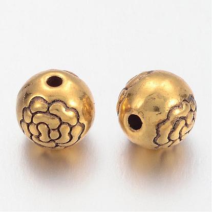 Perles d'alliage métallique, sans cadmium et sans nickel et sans plomb, ronde, 8mm, Trou: 1mm