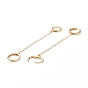 Handcuff Earrings, Alloy & Brass Huggie Hoop Earring, with Brass Cable Chains