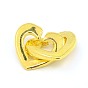 Laiton deux boucles de verrouillage coeur fermoirs pour bricolage bijoux, 13x17x2mm, Trou: 1.5x1mm