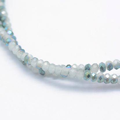Perles en verre electroplate, jade d'imitation, demi-plaqué, facette, rondelle