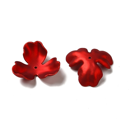 Capuchons de perles acryliques opaques de style caoutchouté, givré, Flower 3 pétales