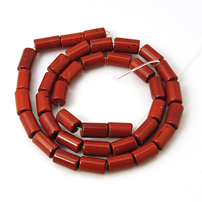 Rouge naturel perles de jaspe brins, colonne, Grade a, 10x6mm, Trou: 1mm