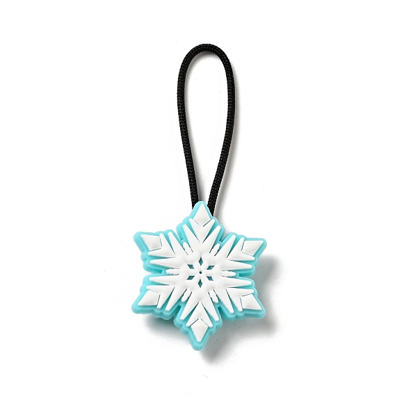 Christmas PVC Plastic Pendant Decorations, with Nylon Cord and Plastic Findings, Snowflake
