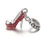 High-heeled Shoes Alloy Glass Rhinestone European Dangle Charms, Large Hole Pendants, Antique Silver, 27mm, Hole: 4.5mm