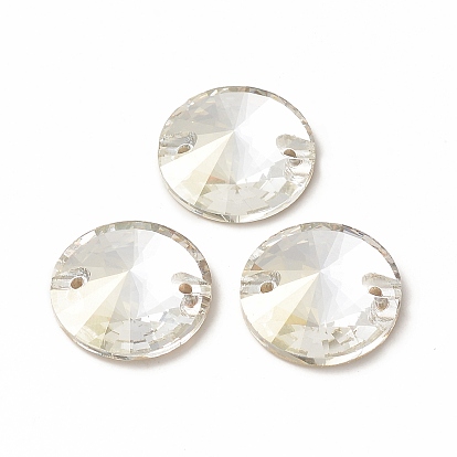 Forma de cono coser en diamantes de imitación, k 5 strass de cristal, enlace de agujero 2, espalda plana plateada, decoración artesanal de costura