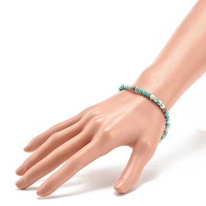 Natural Howlite Round Beaded Stretch Bracelet, Gemstone Jewelry for Women