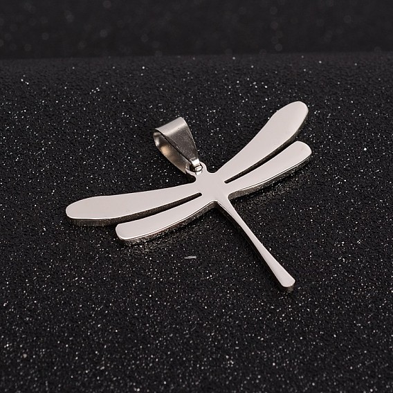 Boy Jewelry Original Color 201 Stainless Steel Dragonfly Pendants, 32x45x1.5mm, Hole: 4x9mm