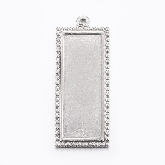 304 Stainless Steel Pendant Cabochon Settings, Rectangle