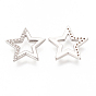 Brass Micro Pave Clear Cubic Zirconia Pendants, Star