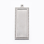 304 Stainless Steel Pendant Cabochon Settings, Rectangle