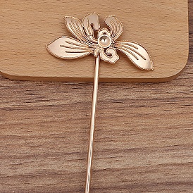 Accessoires de bâton de cheveux en alliage, paramètres de strass, avec des épingles de fer, fleur