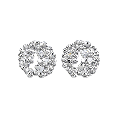Clear Cubic Zirconia Flower Stud Earrings, Brass Jewelry for Women, Cadmium Free & Nickel Free & Lead Free