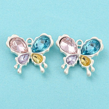 Alloy with Colorful Glass Pendants, Butterfly Charms
