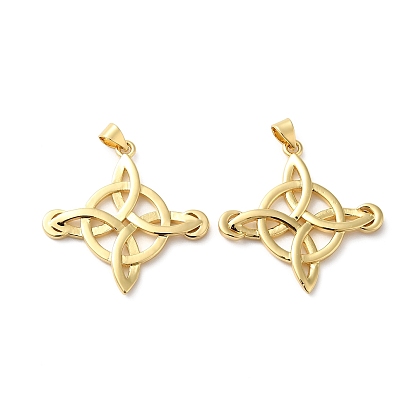 Rack Plating Brass Pendants, Lead Free & Cadmium Free, Long-Lasting Plated, Witch Knot Charm