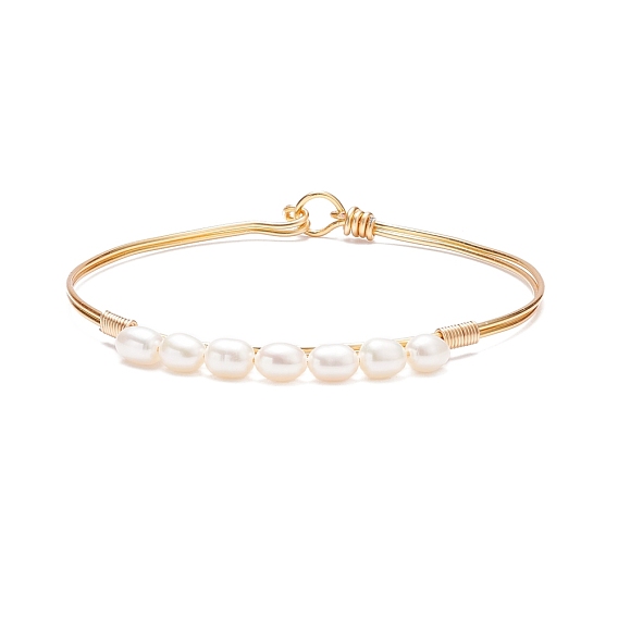 Bracelet en perles de perles naturelles, bijoux en fil de cuivre pour femmes