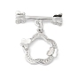 Brass Micro Pave Clear Cubic Zirconia Toggle Clasps, Flower with Butterfly