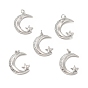 Brass Micro Pave Cubic Zirconia Pendants, with Jump Ring, Moon & Star Charm