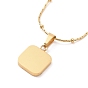 Synthetic Shell Rectangle Pendant Necklace, Ion Plating(IP) 304 Stainless Steel Jewelry for Women