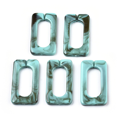 Anneaux liant acrylique, connecteurs à liaison rapide, pour la fabrication de chaînes croisées, style de pierres fines imitation, rectangle