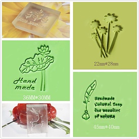 Transparent Resin Stamps, DIY Handmade Soap Stamp Chapters, Clear, Flower/Word/Leaf/Feather/Deer Pattern