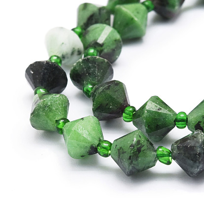 Natural Ruby in Zoisite Beads Strands, Faceted, Bicone