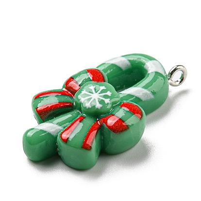 Pendentifs en résine opaque, Breloques de Noël avec boucles en fer plaqué platine