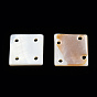 Natural Freshwater Shell Buttons, 4-Hole, Square