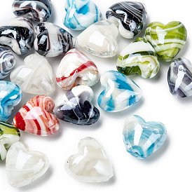 Handmade Lampwork Beads, Pearlized, Heart, 20x20x13mm, Hole: 2mm