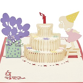 Carte de voeux en papier gorgecraft 3 d, gâteau d'anniversaire, avec enveloppe, rectangle