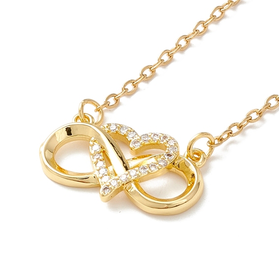 Ожерелье с кулоном в виде сердца из прозрачного кубического циркония бесконечности, 304 женские украшения из нержавеющей стали