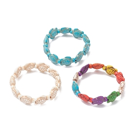 Bracelet extensible en perles de tortue turquoise synthétique teinte pour enfants