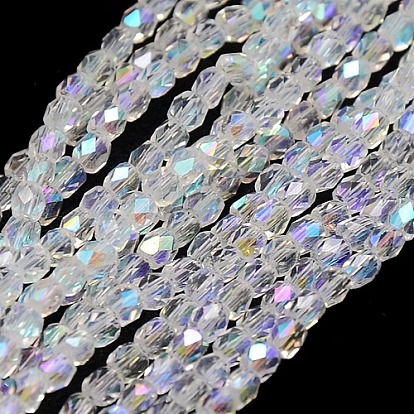 Electroplate Glass Beads Strand, AB Color, Faceted, Polygon