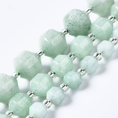 Perles naturelles, perles de jade , imitation béryl, avec des perles de rocaille, facette, polygone