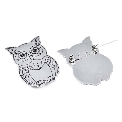 201 Stainless Steel Owl Lapel Pin, Animal Badge for Backpack Clothes, Nickel Free & Lead Free