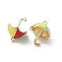 3D Brass Enamel Pendants, Real 16K Gold Plated, Umbrella Charms